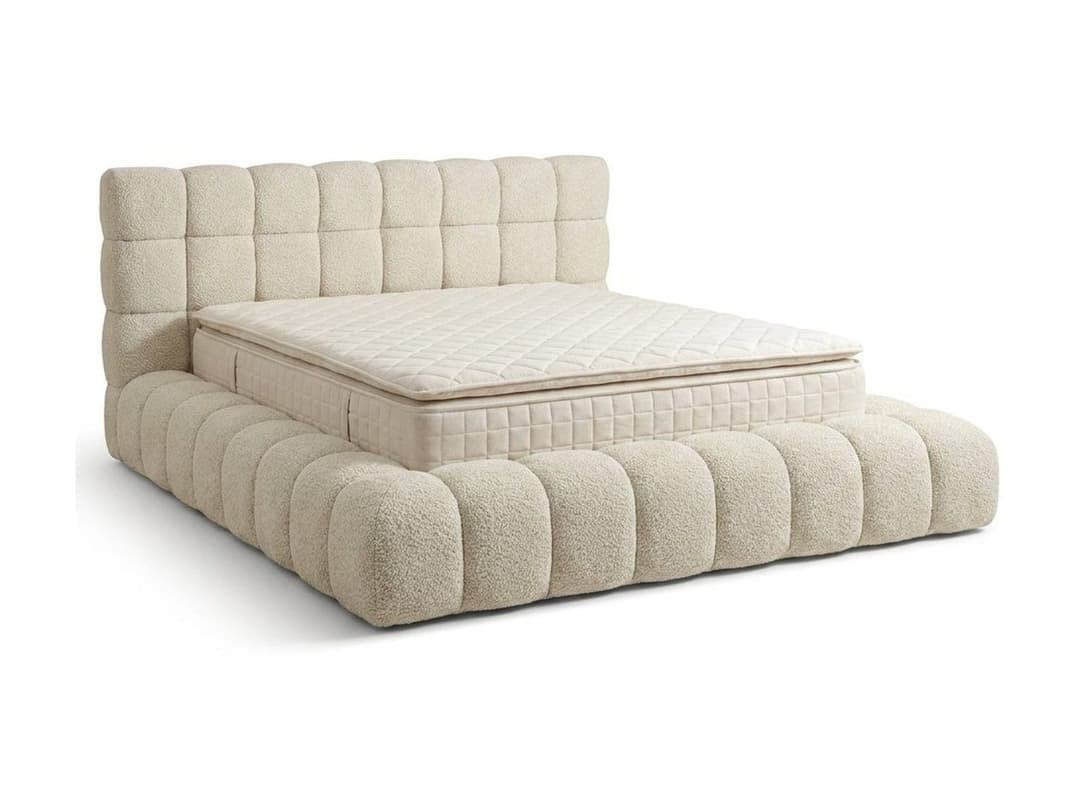 Bed met opbergruimte Rosa Bouclé Beige 140x200 cm