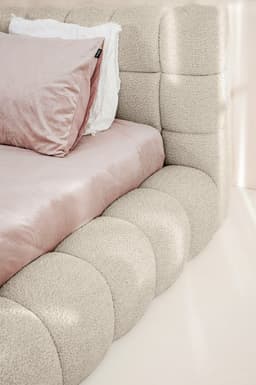 Bed met opbergruimte Rosa Bouclé Beige 140x200 cm