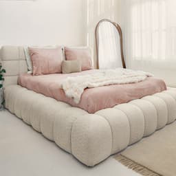 Bed met opbergruimte Rosa Bouclé Beige 140x200 cm