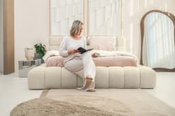 Bed met opbergruimte Rosa Bouclé Beige 140x200 cm