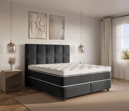 Opbergboxspring Nine Zwart 140x200 cm