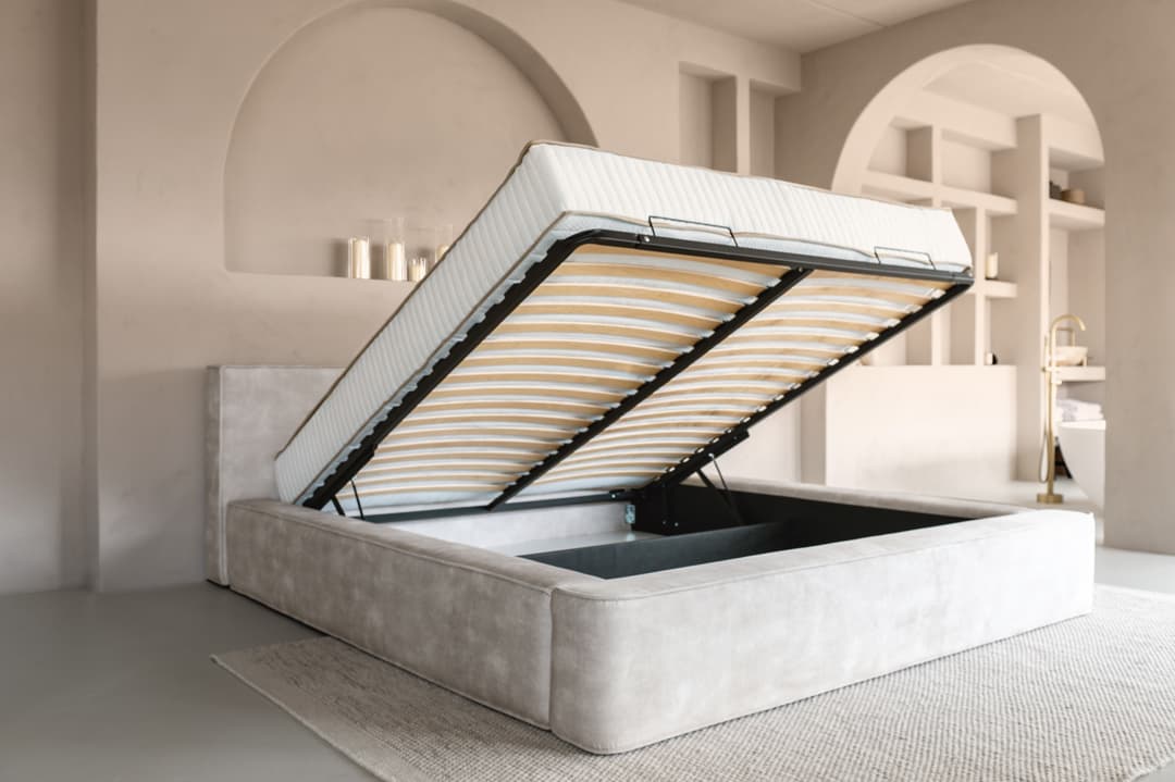Bed met opbergruimte Elin Beige 140x200 cm (26 cm)