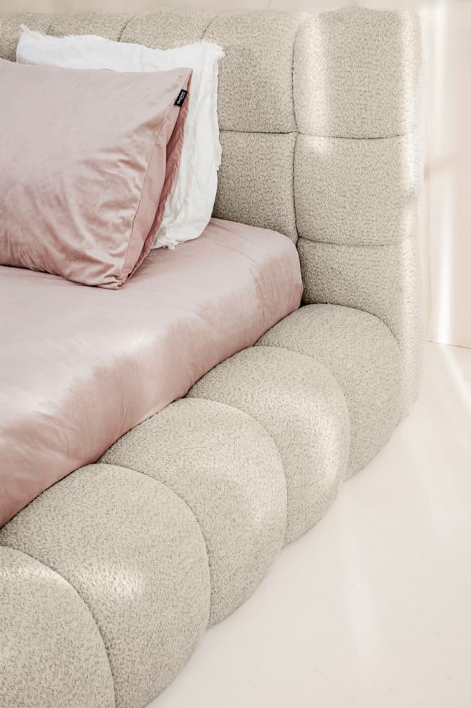 Bed met opbergruimte Rosa Bouclé Beige 140x200 cm