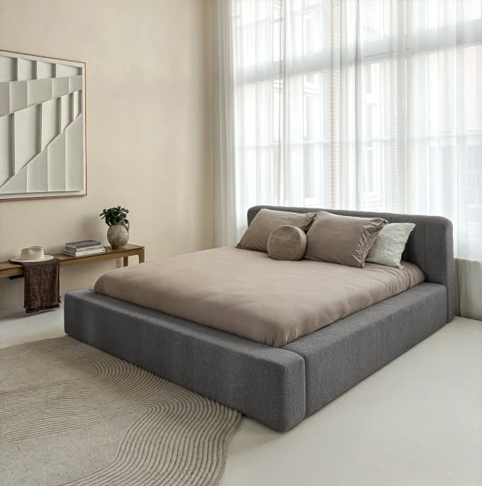 Bed met opbergruimte Evi Antraciet 140x200 cm