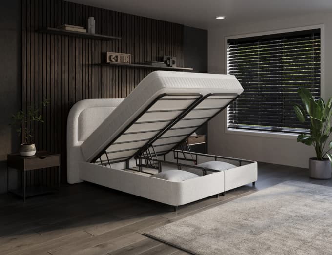 Opbergboxspring Esmee Off-white 140x200 cm