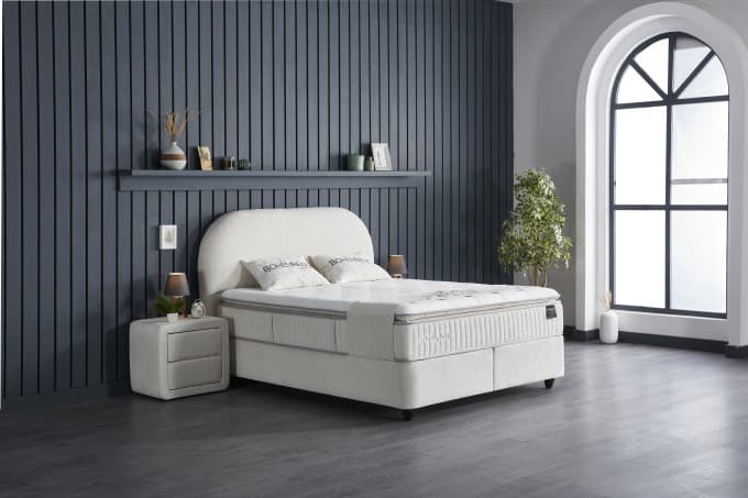 Opbergboxspring Bo Beige 140x200 cm