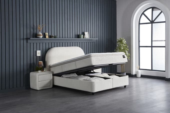 Opbergboxspring Bo Beige 140x200 cm