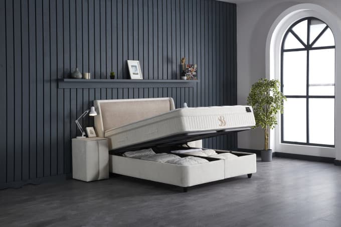 Opbergboxspring Ada Beige 140x200 cm