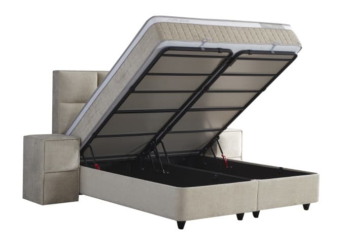 Opbergboxspring Olivia Beige 140x200 cm