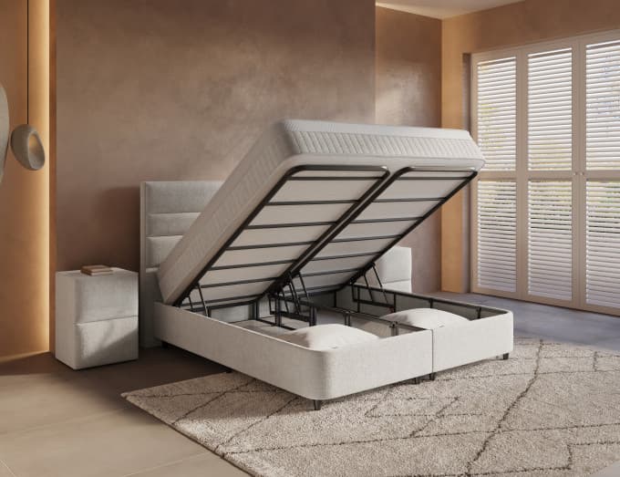 Opbergboxspring Hugo Off-white 140x200 cm