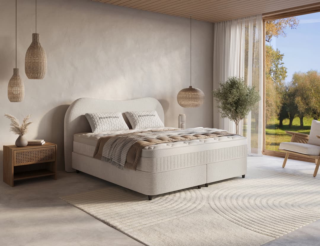 Opbergboxspring Aron Off-white 140x200 cm