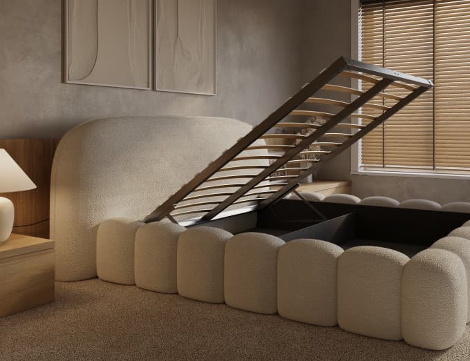 Bed met opbergruimte Sofie Beige 160x200 cm