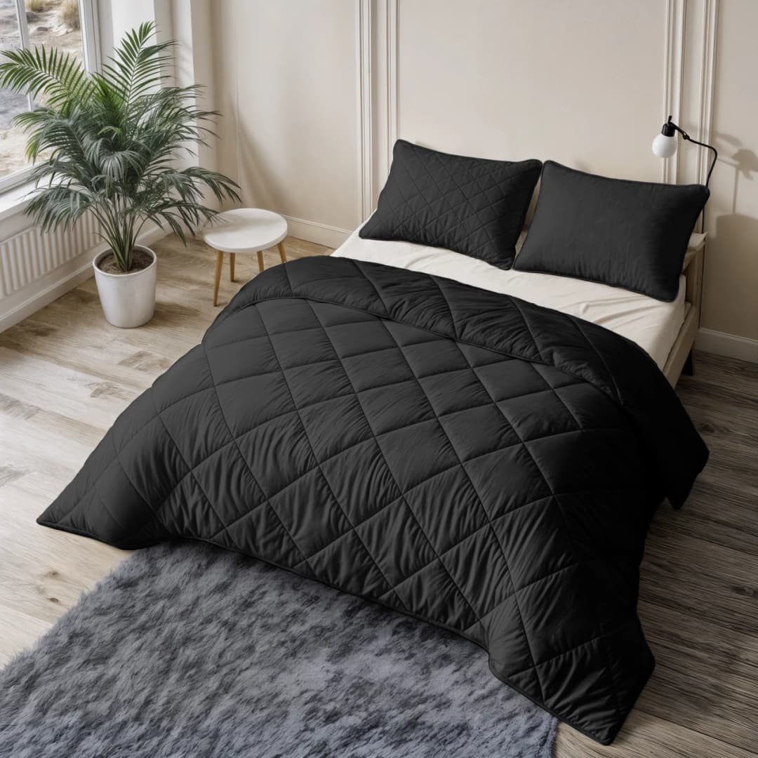 Wasbaar dekbed Lou uni Zwart 140x200 cm