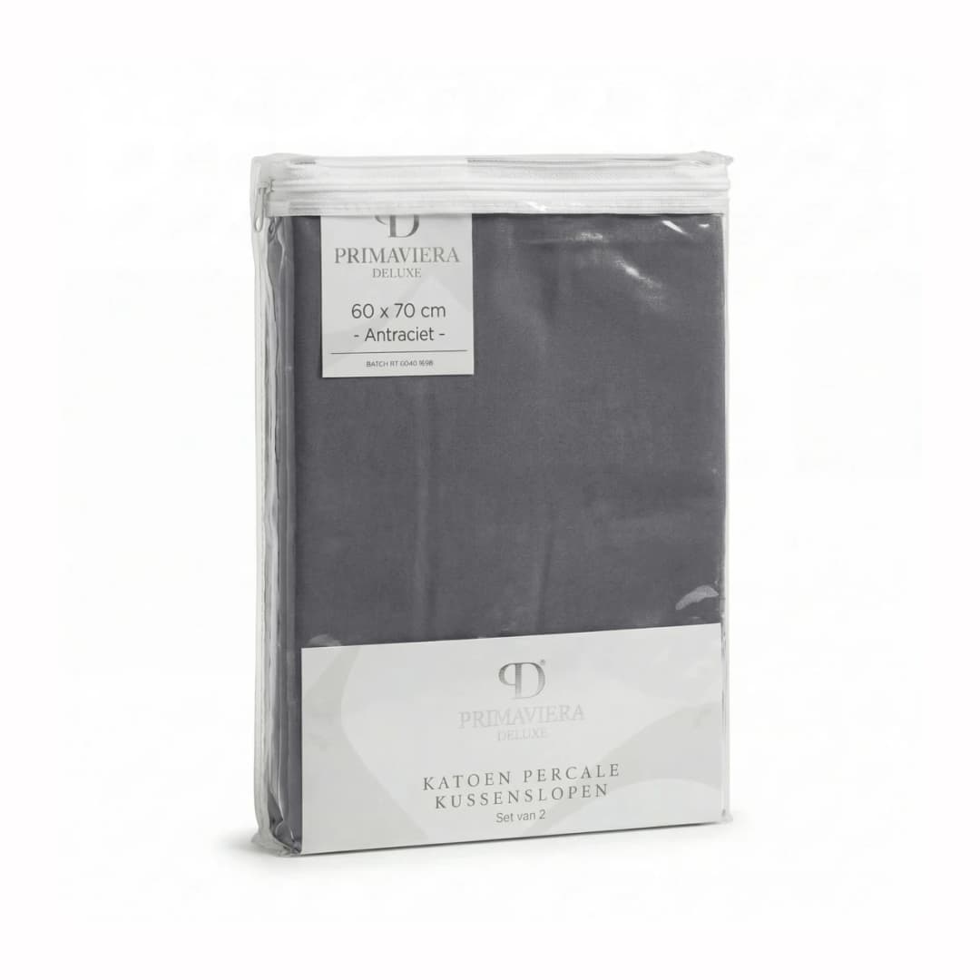 Kussenslopen Nina percal 2-pack Antraciet 60x70 cm